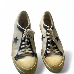 Vintage Converse One Star unisex white navy trainers low top10 men 12 wo shoes